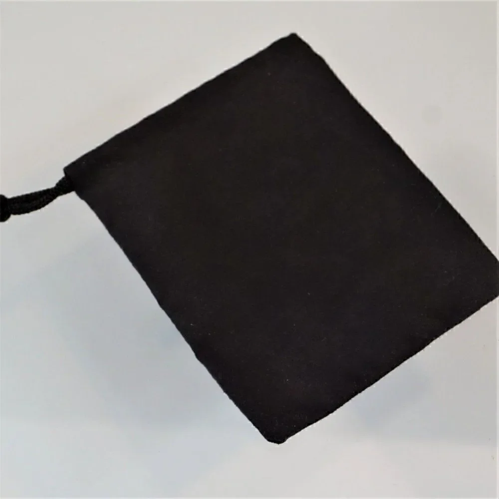 J Crew Drawstring Pouch Jewelry Dust Bag Black Sueded Fabric 4.75 x 4 in